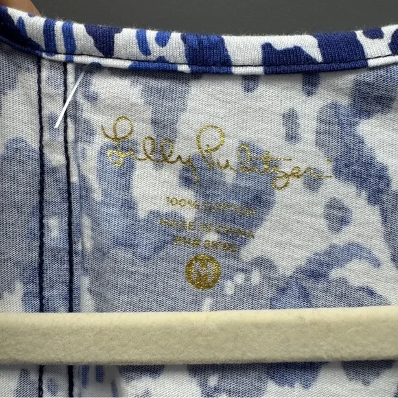 Lilly Pulitzer Ocean Ridge Dress  "Tons of Fun" Elephant Print Blue and White - Picture 5 of 14